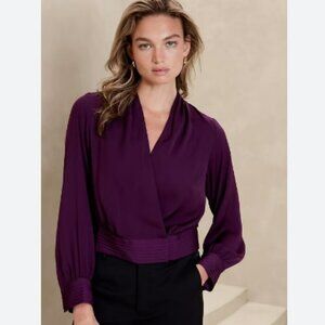 Banana Republic Factory Pleated Wrap Blouse M